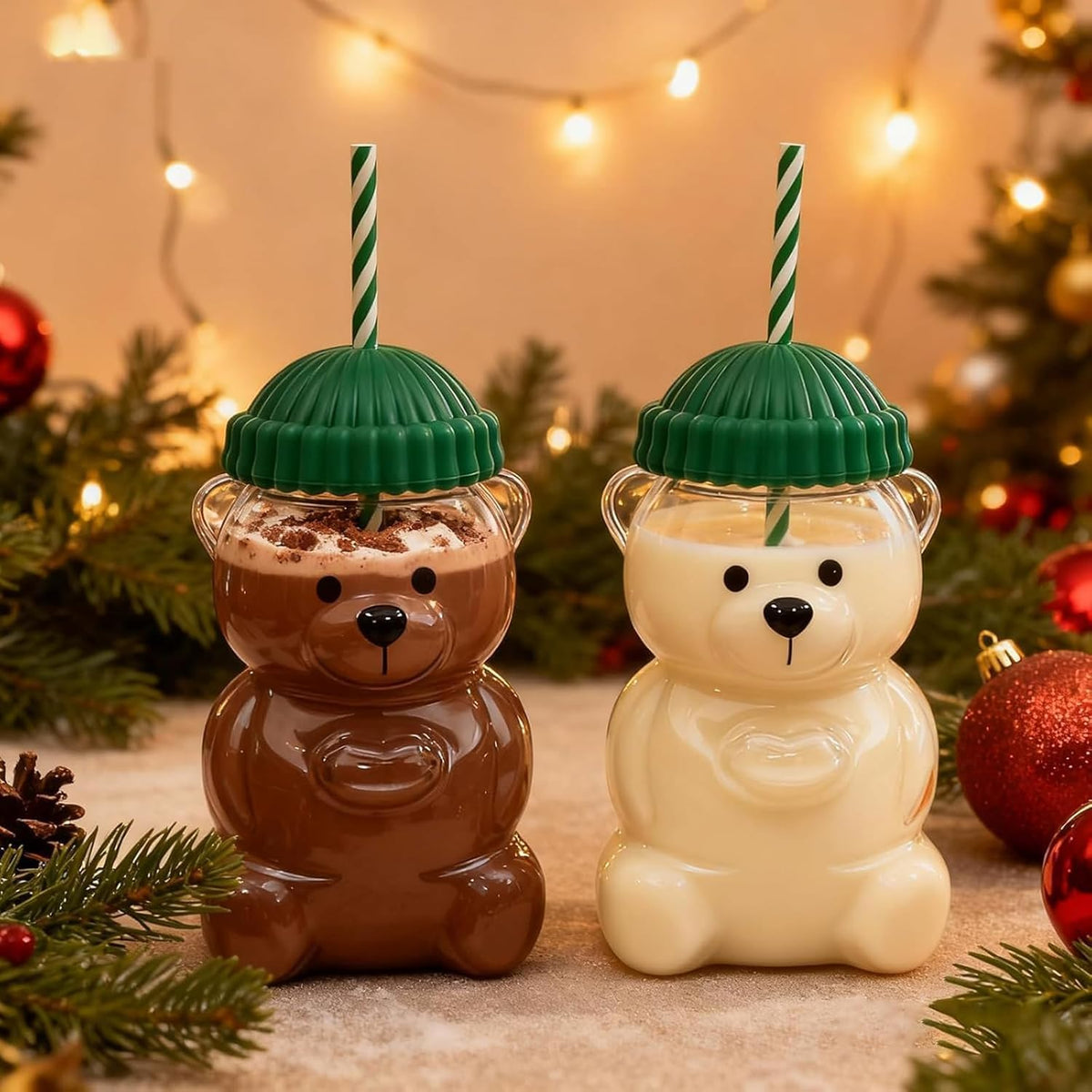 Bearista Beanie Glass Tumbler Straw Set